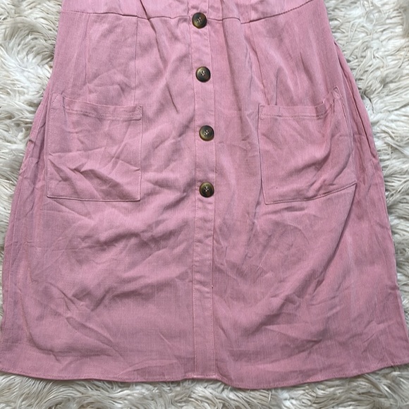 Charming Charlie Pink button down off the shoulder dress size medium - Picture 3 of 10